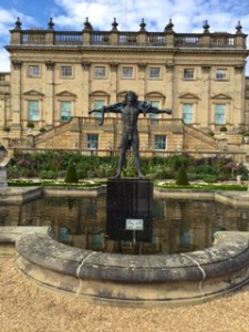 Orpheus statue in terraced garden at Harewood