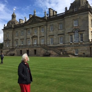 Houghton exterior approaching from the carpark with five acre walled garden on the left