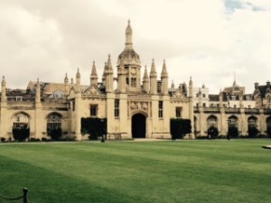 Front tower of Kings College from inside the courtyard