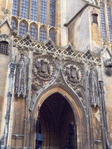 Detail of side door of Kings College Chapel by which casual visitors enter