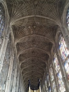 Close up of amazing fan vaulted ceiling in Kings College Chapel