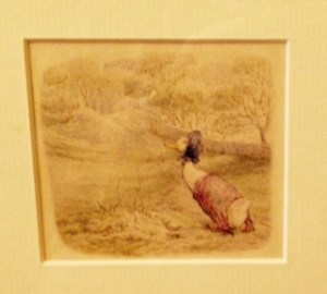 Beatrix Potter painting of Jemima Puddleduck (colours not right in photo)