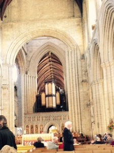 Ripon Cathedral nave at the end of the 10.30am eucharist service