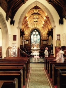 Nave view to communion table of Church of St Mary Magdalene on the Sandringham Estate